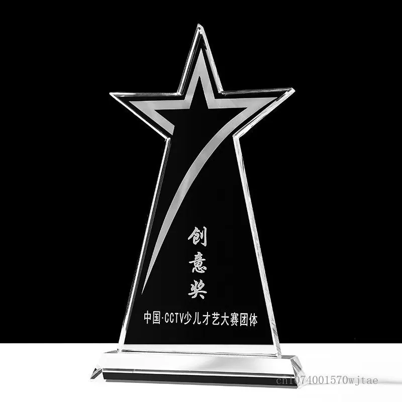 Crystal Trophy for Home Decor, Customized Production Color Printing, Carving, Awards Creative Honor Souvenir, Commemorative, 1Pc