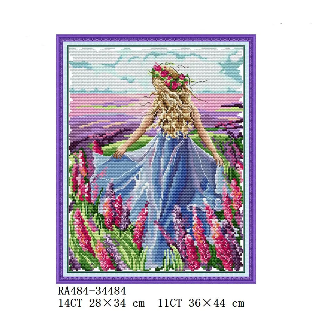 Joy Sunday Sea View Sunflower Lavender Girl RA482 RA483 RA484 Counted and Stamped Home Decor Beauty Embroidery Cross Stitch kits
