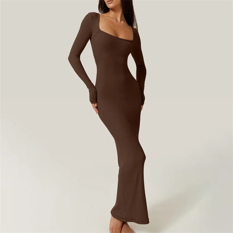 y2k Bodycon Dress Women Going Out Solid Color Square Neck Long Sleeve Dresses Sexy Evening Party Dresses Clubwear 18 y2k Bodycon Dress Women Going Out Solid Color Square Neck Long Sleeve Dresses Sexy Evening Party Dresses Clubwear