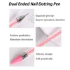 1pc Dual Ended Nail Dotting Pen Pink Crystal Beads Handle Rhinestone Studs Picker Wax Pencil Gel UV Brush Manicure Nail Art Tool 2