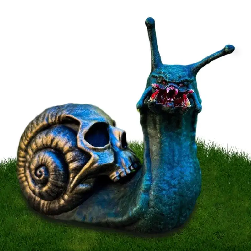 

1Pc Snail Skull Sculpture Gothic Decoration Snail Statue Patio Halloween Figurine Crafts Horror Skeleton Desktop Ornament Decor