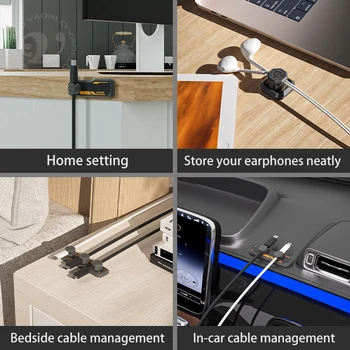 4-in-1 Magnetic Cable Organizer - USB/Charging Cord Clip & Desktop Tidy Holder for Mouse/Earphones 6