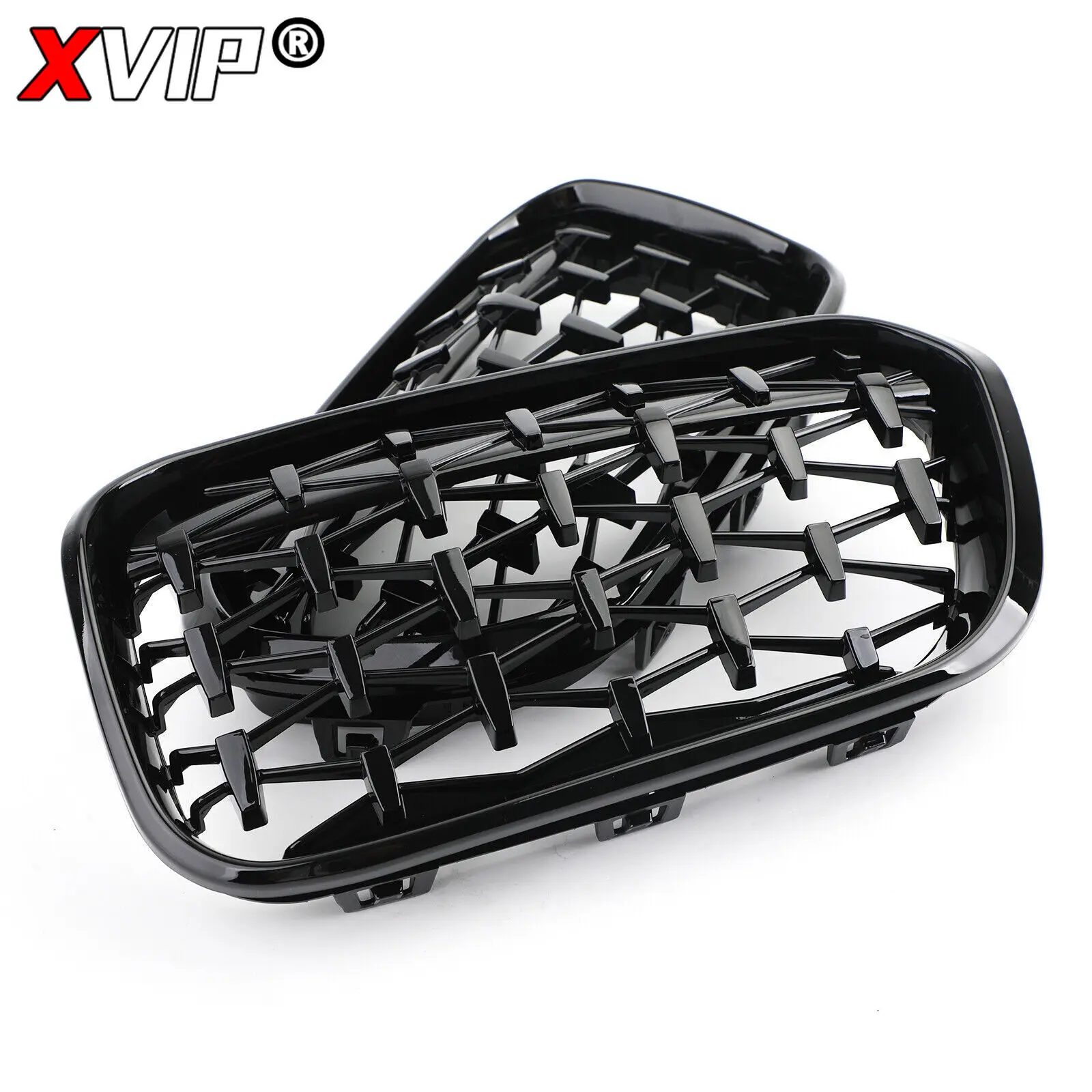 Front Bumper Kidney Grille For BMW 1 Series F20 F21 2015-Replacement Double Slat Gloss Black Grilles