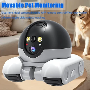 WIFI Dual Lens Robot Camera Dual Screen Monitoring 1080P HD PTZ IP Security Surveillance Camera Auto Tracking Baby Pets Monitor 1