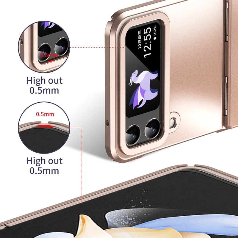 Starry Sky Solid Color Plating Hinge Cases For Samsung Galaxy Z Flip 3 4 Folding Screen All-inclusive Anti-fall Protection Cover