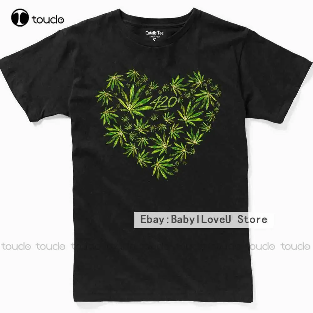 New Cannabis Leaf T-Shirt Marijuana Leaves Weed 420 T Shirt Cotton Men'S Black Tee Camicie Oversize Per Uomo Cotton Tee Xs-5Xl