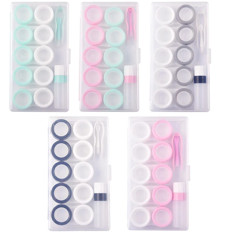 

NEW 5 Pairs Contact Lens Case Eye Contact Lens Box Women Travel Contact Lenses Case Soak Container Lenses Box for Beauty Pupil