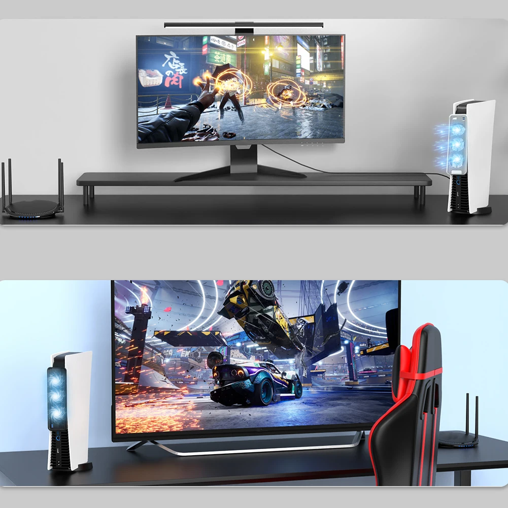 Cooling Fan USB3.0 Game Console Cooling Fan Quiet Cooler 5500RPM with 3 Fans for Playstation 5 Disc&Digital Edition