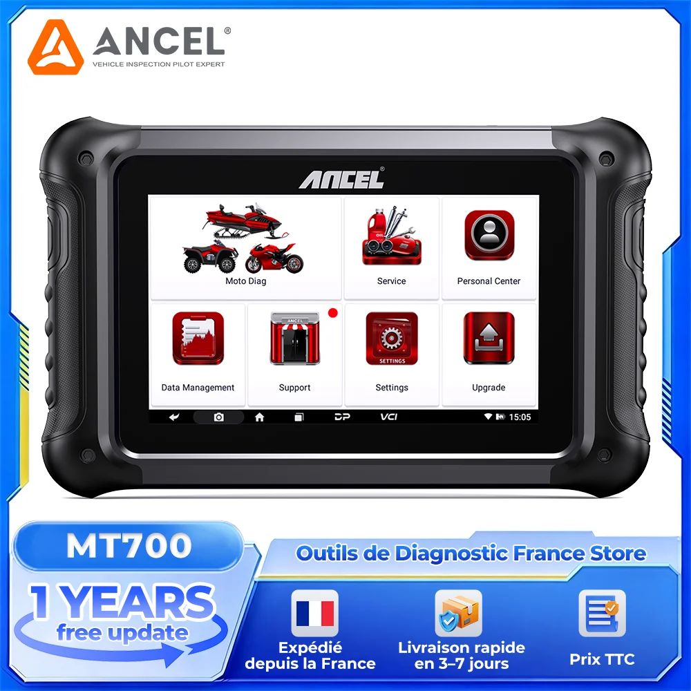 ANCEL MT700 Skaner OBD2 do motocykli, kompleksowy system diagnostyczny ABS i skrzyni biegów z ponad 35 funkcjami resetowania, skaner motocyklowy