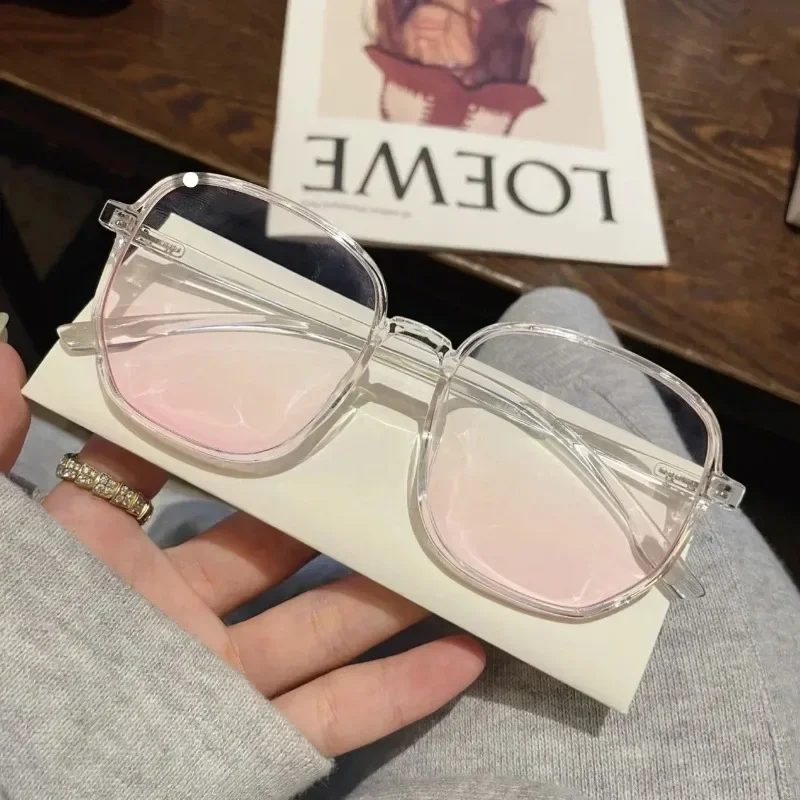 2024 New Korean Oversized Gradual  Sunglasses Pink Powder Blusher Glasses Fashion Computer Goggle Women's Blue Light Blocking