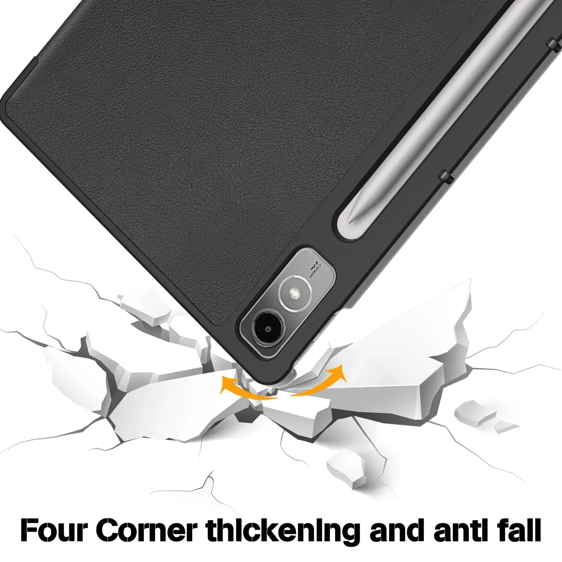 Lenovo Tab P12 12.7 2023 케이스, 마그네틱 트라이 폴딩 PU 가죽 스탠드 태블릿 커버, Xiaoxin Pad Pro 12.7 12 7 인치 TB371FC