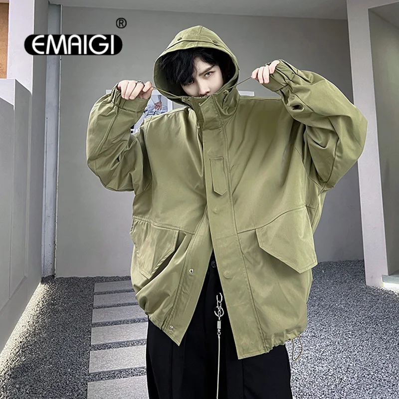 

Men's Outdoor Sports Fashion Loose Casual Vintage Hooded Cargo Jacket Japan Korean Streetwear Cityboy Coat for Men