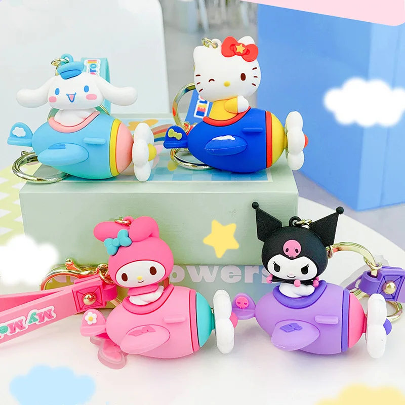 

My Melody Aircraft Keychain Sanrio Kawaii Anime Kuromi Cute Cat Cartoon Cinnamoroll Girly Heart Bag Pendant Toy for Girls