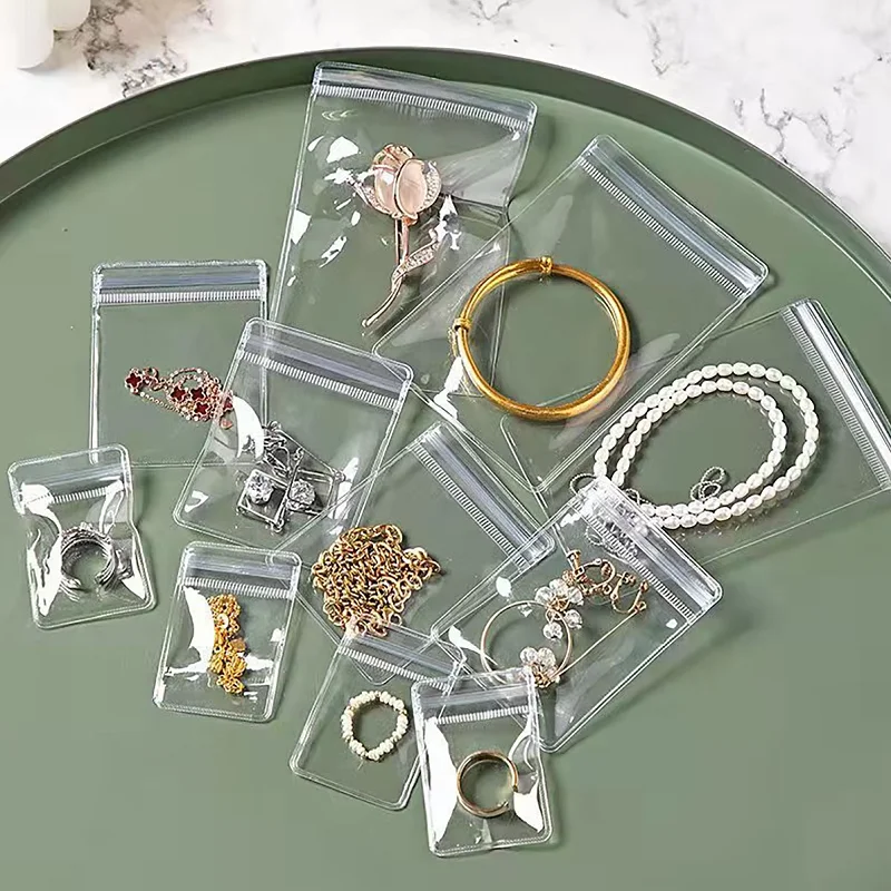 Jewelry Small Self-Sealing Plastic Zip Clear PVC Storage Bags Storing Bracelets Rings Earrings Organizer 100pcs