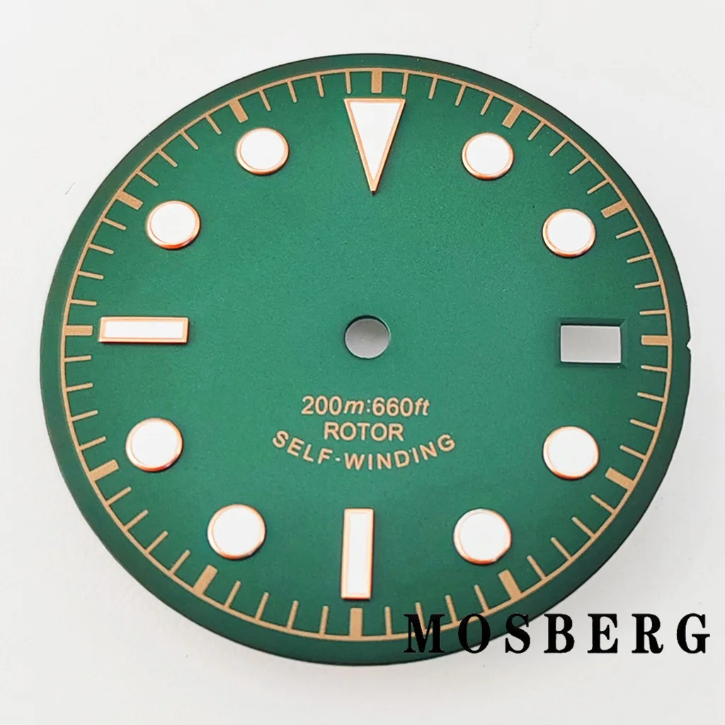 Sterile Green Luminous Watch Dial with Date Window, 30.5mm
