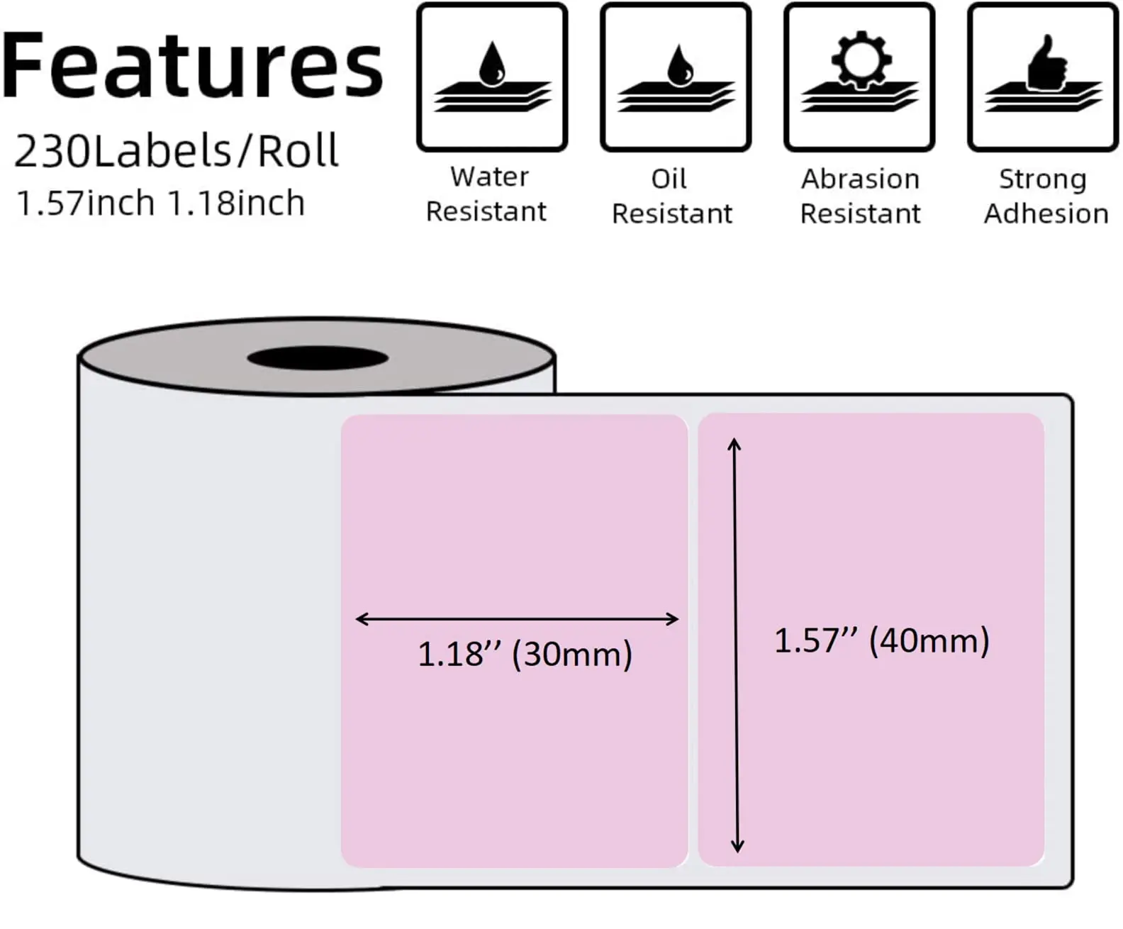 M110/M200/M220/M221/M120 Multifunctional Self-Adhesive Labels, 40x30mm(1.57 "x1.18") Thermal Label Paper, for Phomemo M110/M200