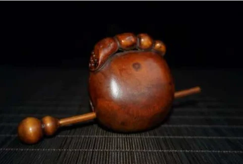 Chinese Natural Boxwood Hand carved Moktak Holz Fisch Buddhistisch Statue 6