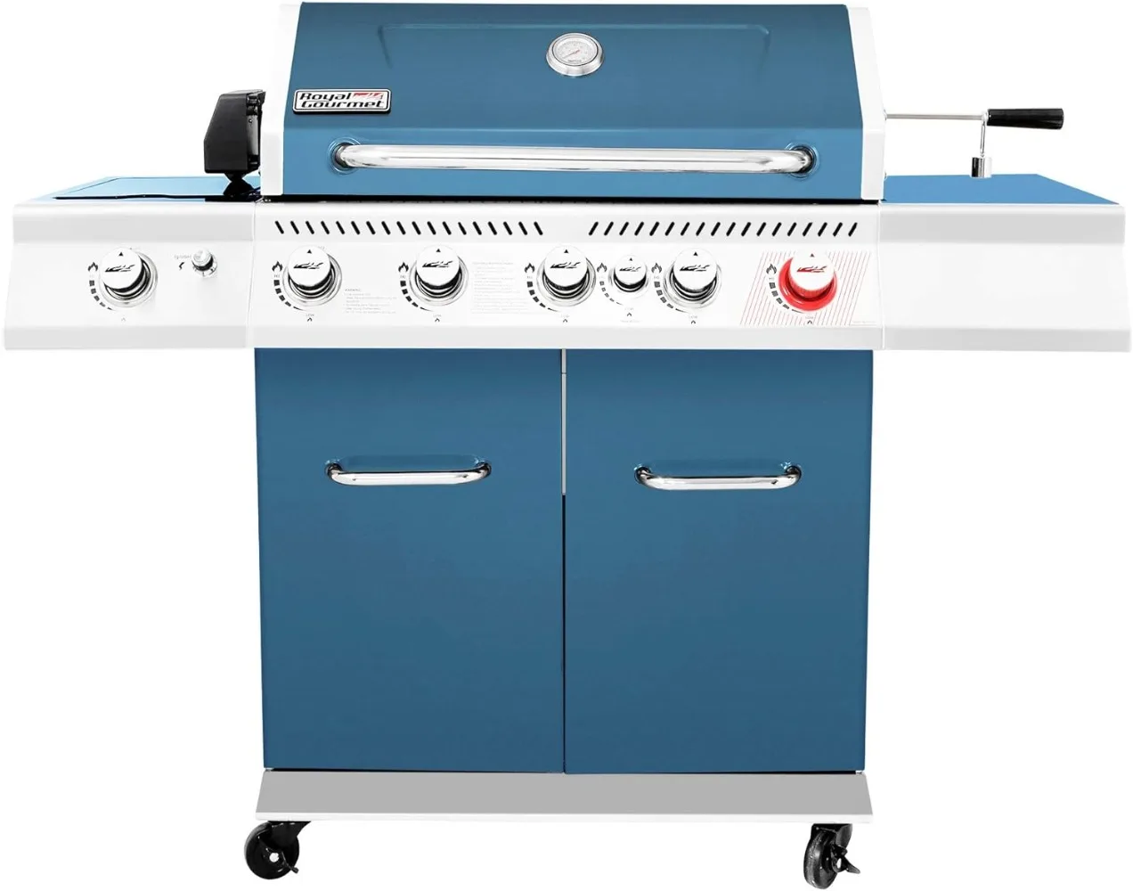 5-Burner BBQ Cabinet Style Propane Gas Grill with Rotisserie Kit Sear Burner Rear Burner and Side 74,000 BTU Patio Picnic