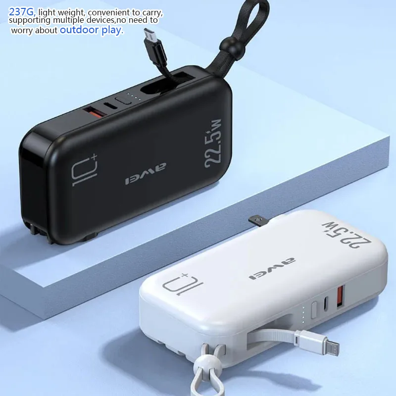 Awei P189K in Portable Power Bank 10000mAh With Plug for iOS