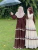 Middle Eastern Style Elegant and Fashionable Color-Blocked Long-Sleeved Loose Arab Dress