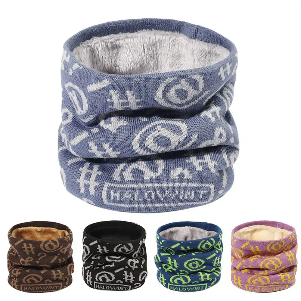 

Keep Warm Knitted Neck Gaiter Casual Thickened Lining Plaid Ski Tube Scarf Face Mask Outdoor