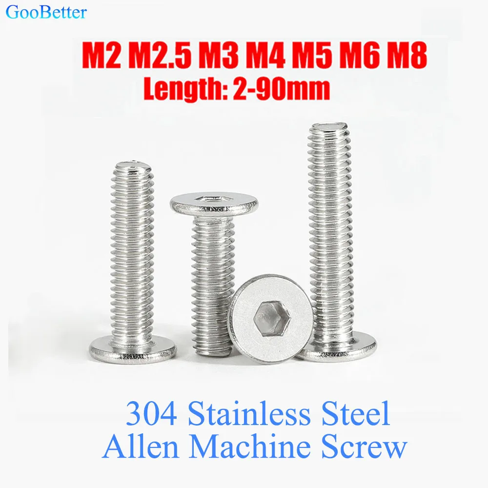 Description Picture 3 of item2-100Pcs Allen Machine Screw M2 M2.5 M3 M4 M5 M6 M8 A2-70 304 Stainless Steel Hex Hexagon Socket Low Flat Wafer Head Bolts