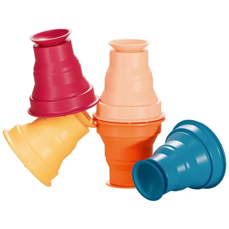 

Silicone Collapsible Cups Children Stackable Suction Cup Mugs Kids Colorful Drinking Mug Outdoor Travel Cute Drink Mugs