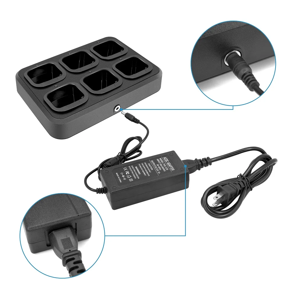 6-Way Multi-Functional Charger Adapter Rapid Charging for VX-168 VX-418 VX-428 Walkie Talkie Two Way Radio
