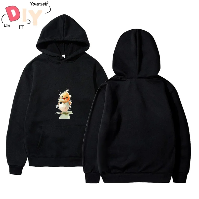 

Joyful Baby Bird With A Cracked Egg Shell On Its Head Cute Putih Sport Ready Stock Hoodie Men Viral Cotton Soft