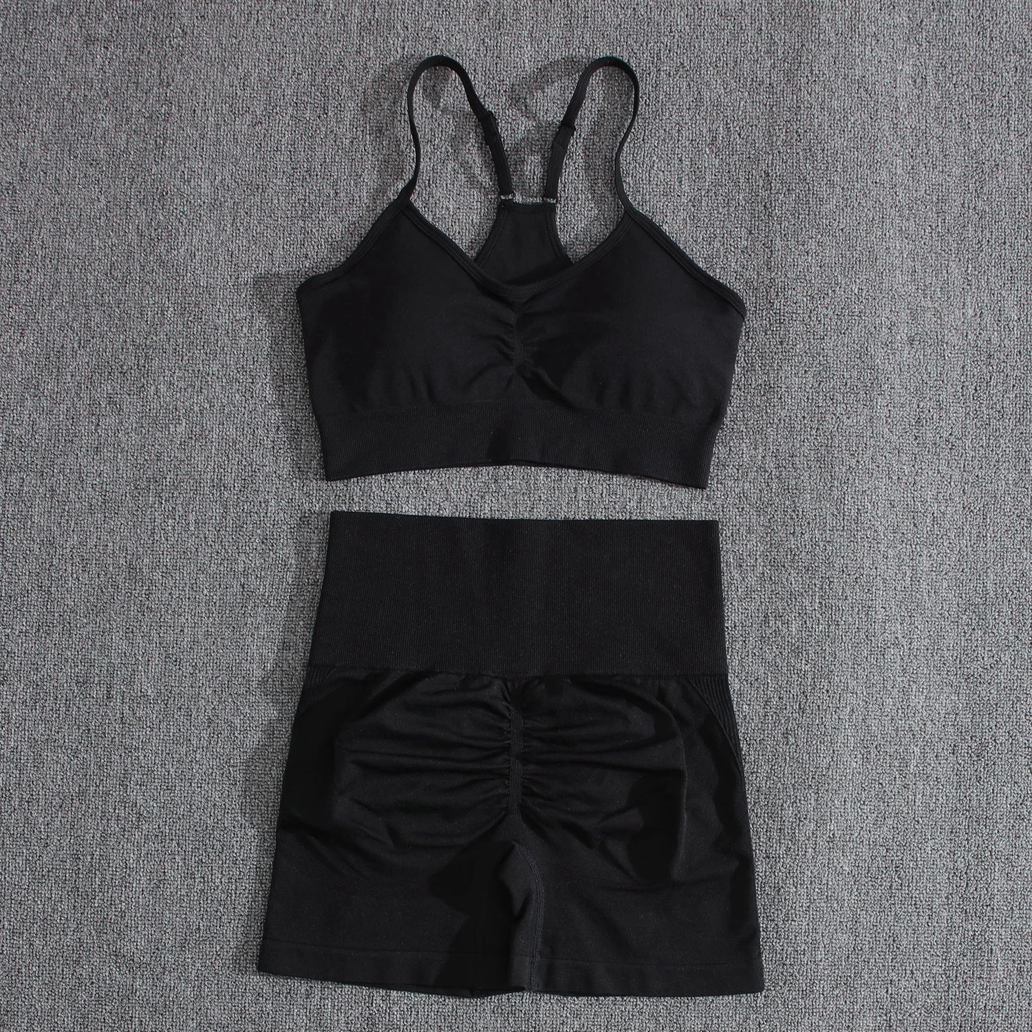 Conjunto Deportivo Efecto Push Up Sin Costuras Negro