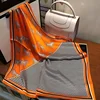 Orange Striped Horse Square Scarf Women's Natural Silk Scarf Casual Versatile Decoration Small Neck Scarf 2