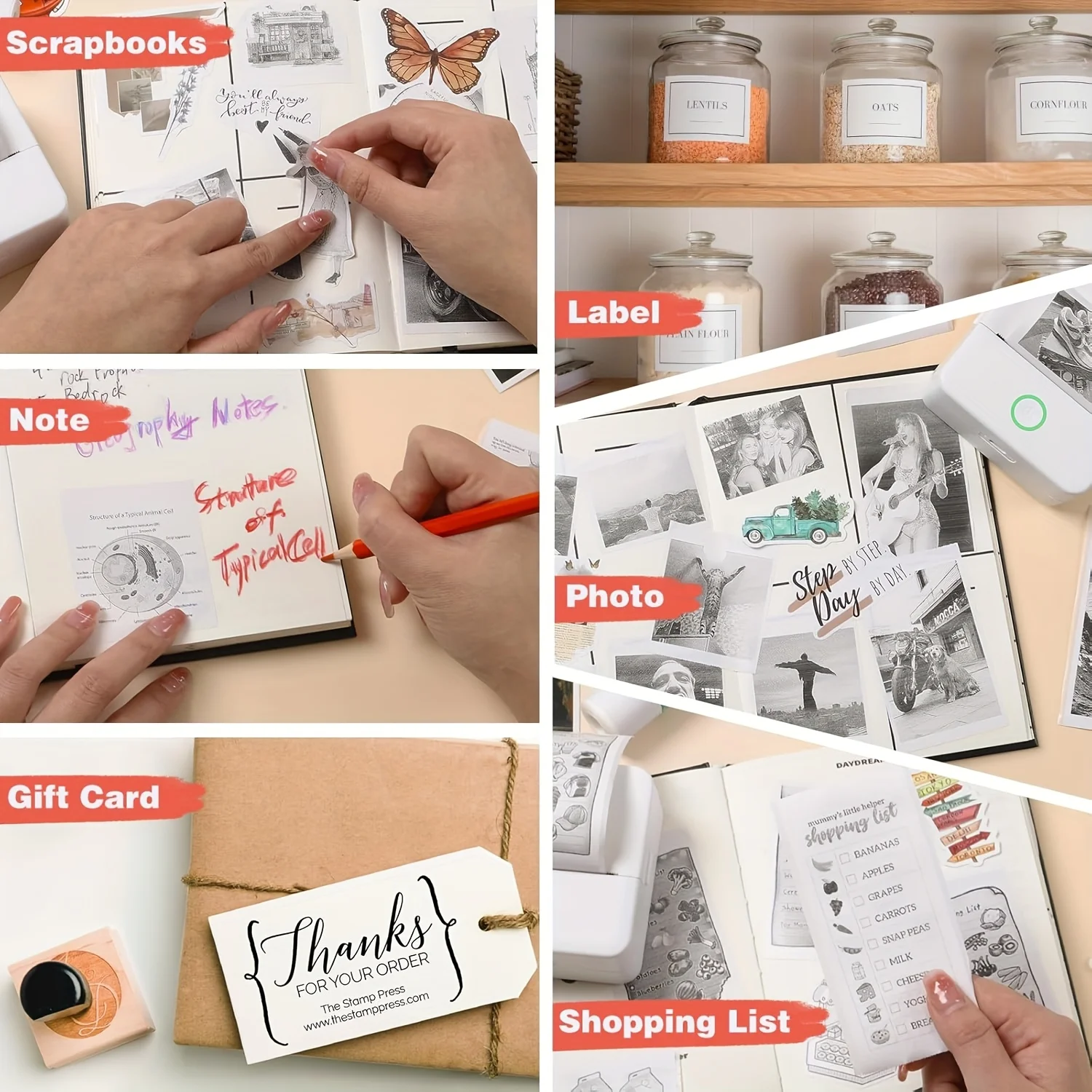 Wireless Mini Photo Thermal Printer | Mobile App, USB Charging, Suitable for Thermal Paper, Photos and Notes | Office,57*25mm