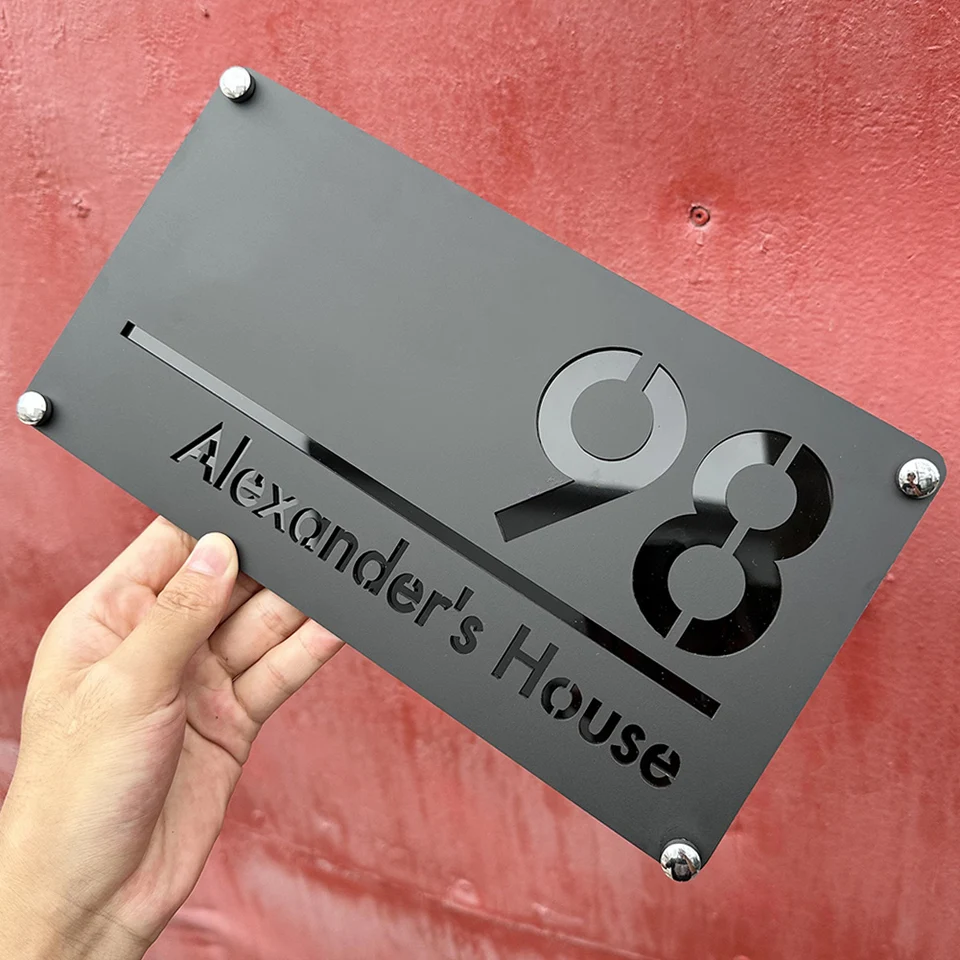XEL Plaque De Porte Flottante 3D Moderne Avec Numéro De Maison Et Nom
