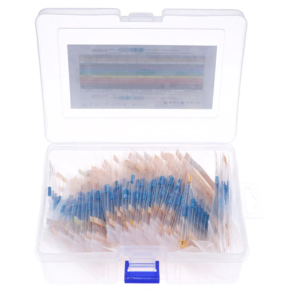 1/8W 1/4W 1/2W 1W 2W Metal Film Resistors Assortment Kit Box 1% Electronic Components resistor package
