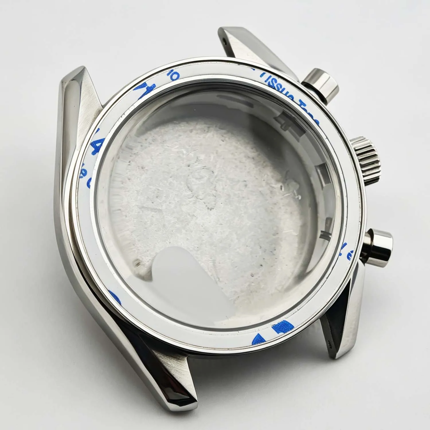 Men's 39.7mm Stainless Steel Watch Case with Moon Back Cover