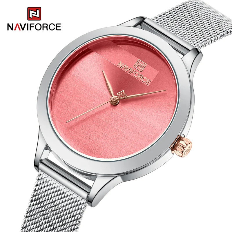 

2022 New Arrival NAVIFORCE Romantic Charming Quartz Women Watches Luxury Stainless Steel Band Pink Dial Lady Watch reloj mujer
