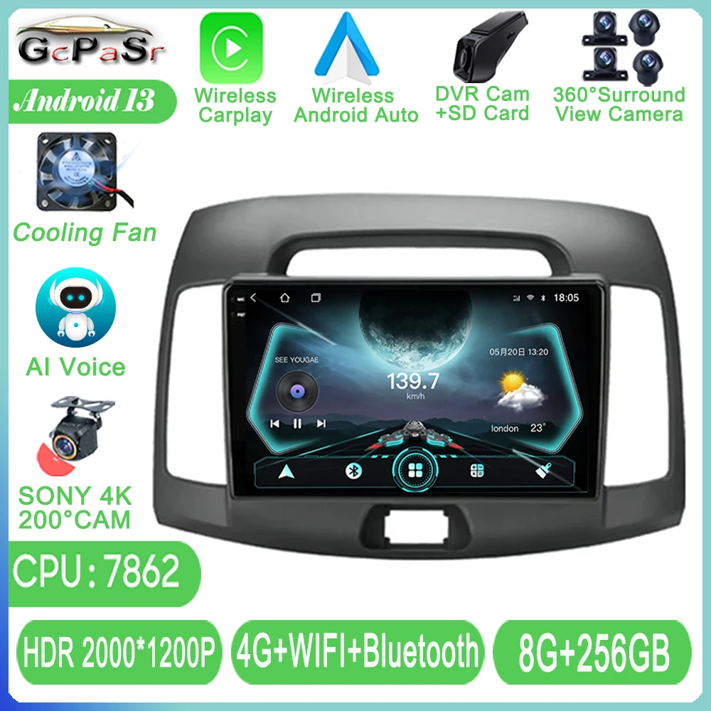 

Автомобильный плеер с GPS-навигацией для Hyundai Elantra 4 HD 2006-2012, головное радио, мультимедийный плеер для Carplay, автостерео Android, без 2din DVD