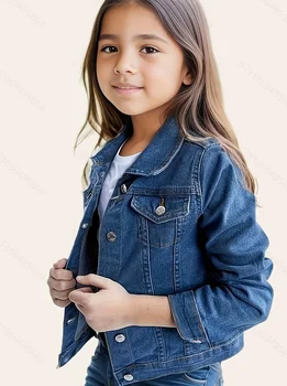 Girls Lapel Denim Jacket 1