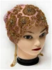 2026 Fashion Head Cover Mesh Fabric Hand-Embroidered Hanging Beaded String acrylic Hats Dubai New Muslim Arabic Worship Hat