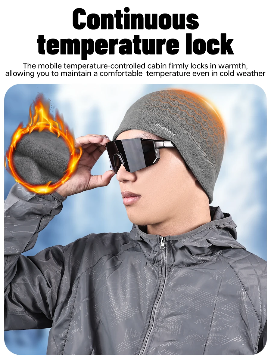 PHMAX Fleece Wintermütze Radfahren Wärmer Laufmütze Jagd Herren Mützen MBT Fahrrad Winddicht Outdoor Wandern Sturmhaube Damenmütze – Detail 9