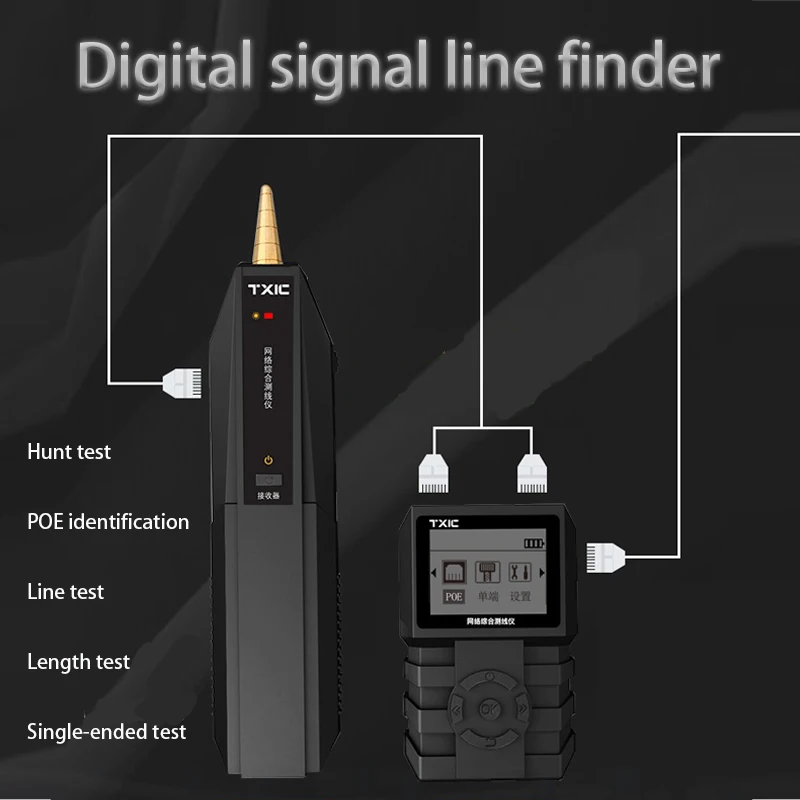 Line Finder LCD Display Measure Length RJ45 Cable Tracker Lan Measure Tester Network Tools Wire PoE Checker Wiremap utp tester