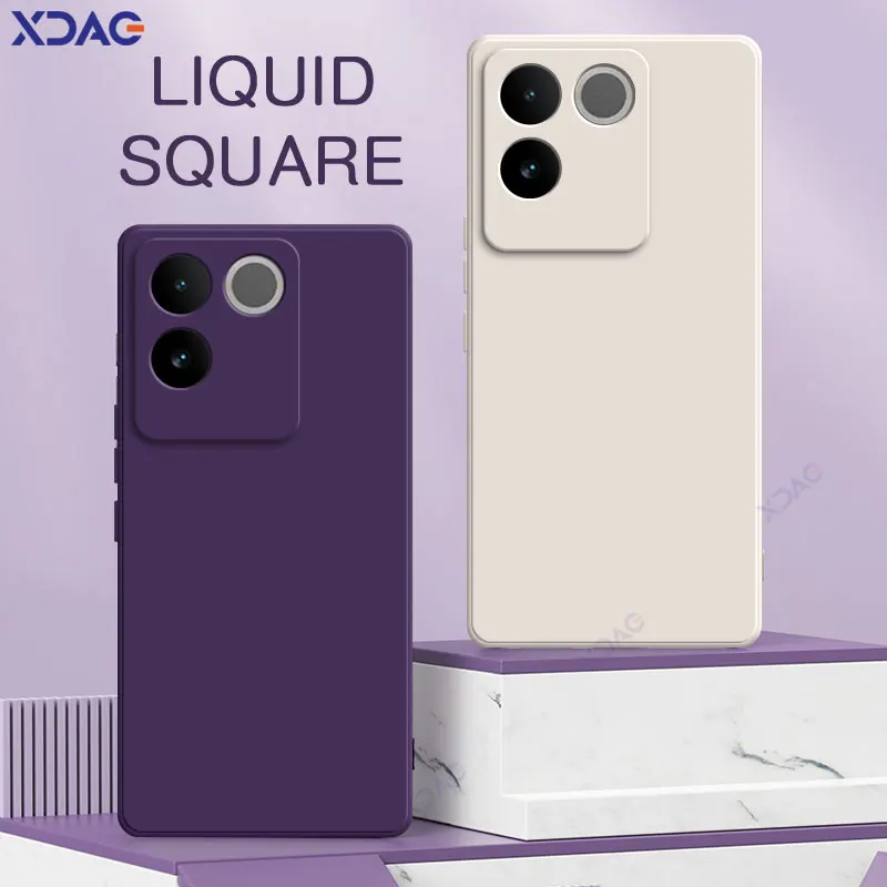 Luxury Original Double Liner 360° Soft Square Liquid Silicone Phone Cover
