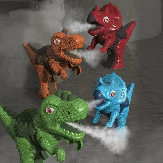 Dinosaur sound fire spray gun Tyrannosaurus Rex Triceratops sound light summer outdoor disinfection safe gun kids toy portable 2