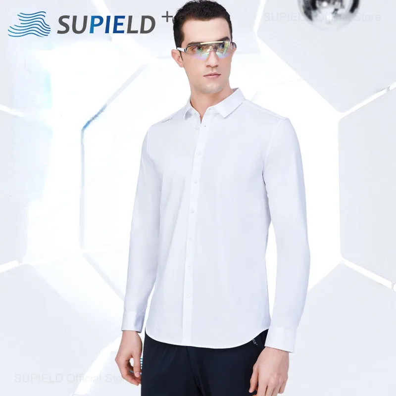 

SUPIELD Bacteriostatic 100% Cotton Men Shirts Long Sleeve Casual White Business Dress Shirts Professional Office Men Clothing