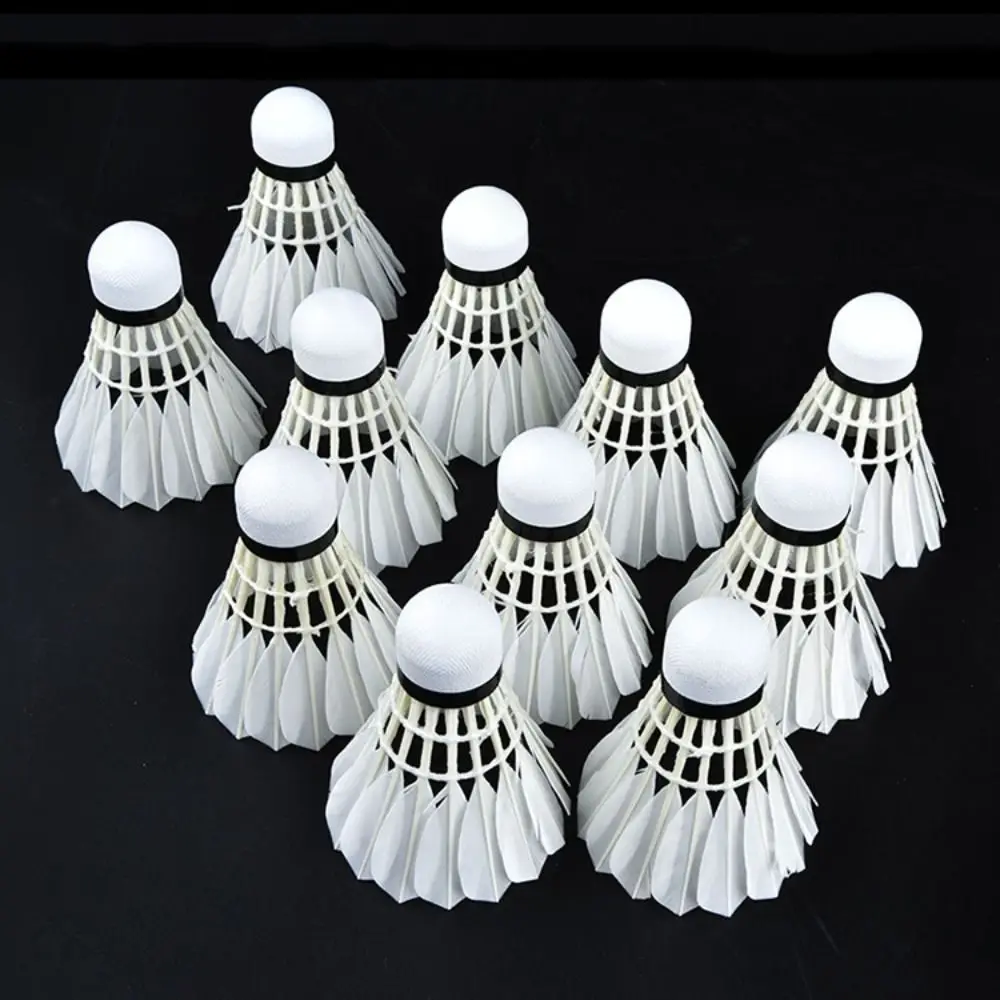 Durable Badminton Shuttlecock White Goose Feather Badminton Trainer  Household