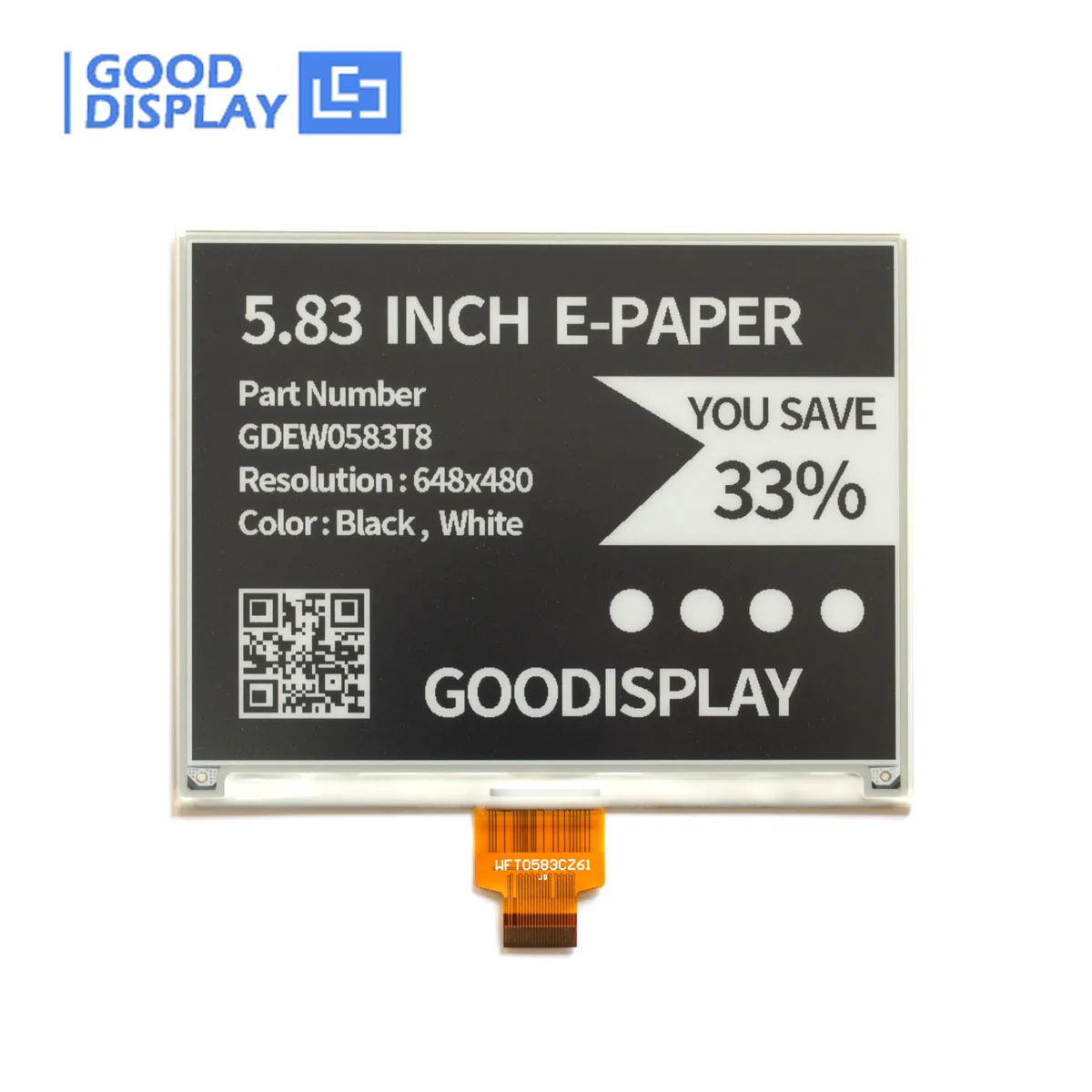 Ecrã Paper-like Eink Ecrã de Atualização Rápida Epaper Resolução 800x480 Gdew0583t8 583 - Imagem 2