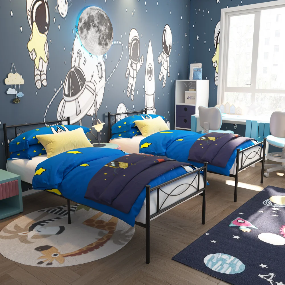 Easytoassemble Metal Bed Frame Twin Platform Bedroom Replacement with