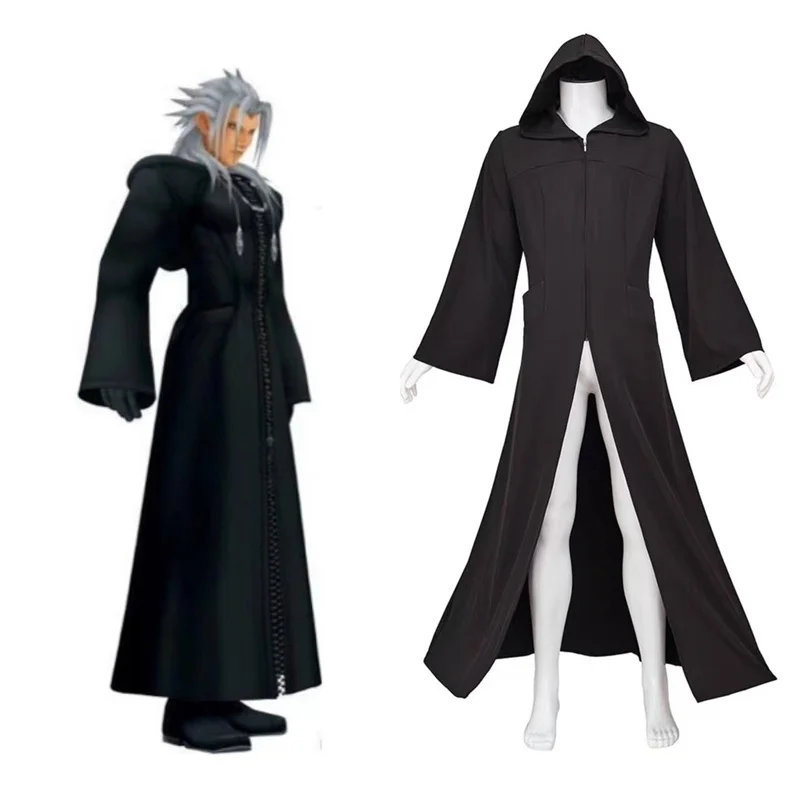 

Kingdom Hearts Cosplay Costume Organization XIII Black Coat Robe Coat For Men Halloween Carnival Ourfits