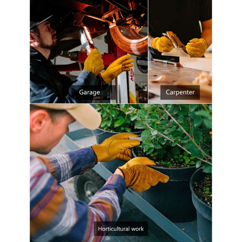 BreathableCowhide Gloves for Men and Women for Gardening and Welding Drop Shipping