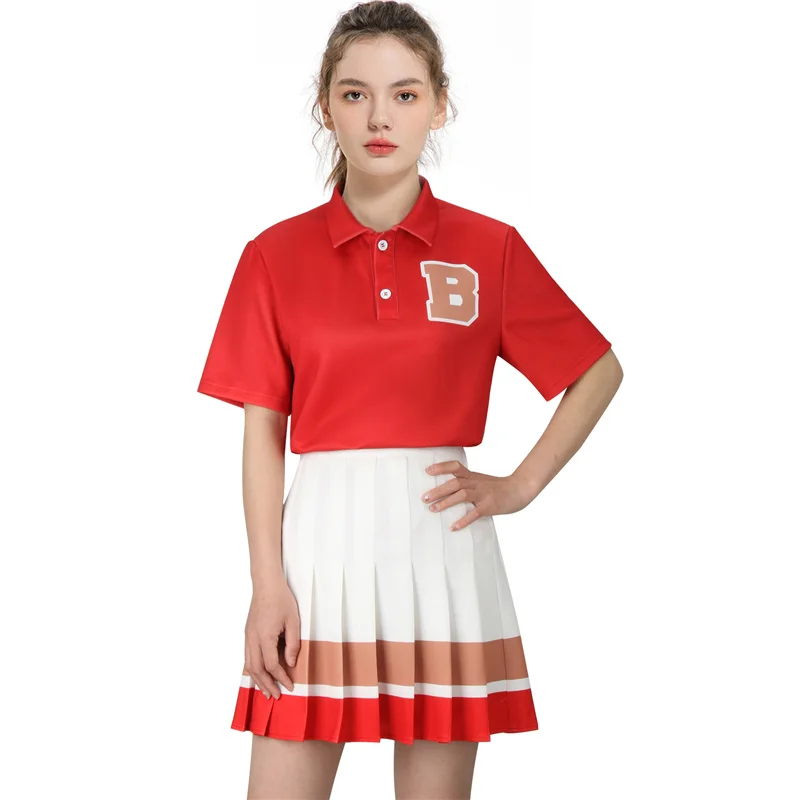 

Saved by the Bell Cheerleading Uniform Girl Cheerleader Clothes Red T-shirt Pleated Skirt Halloween Cosplay Role-playing Outfits